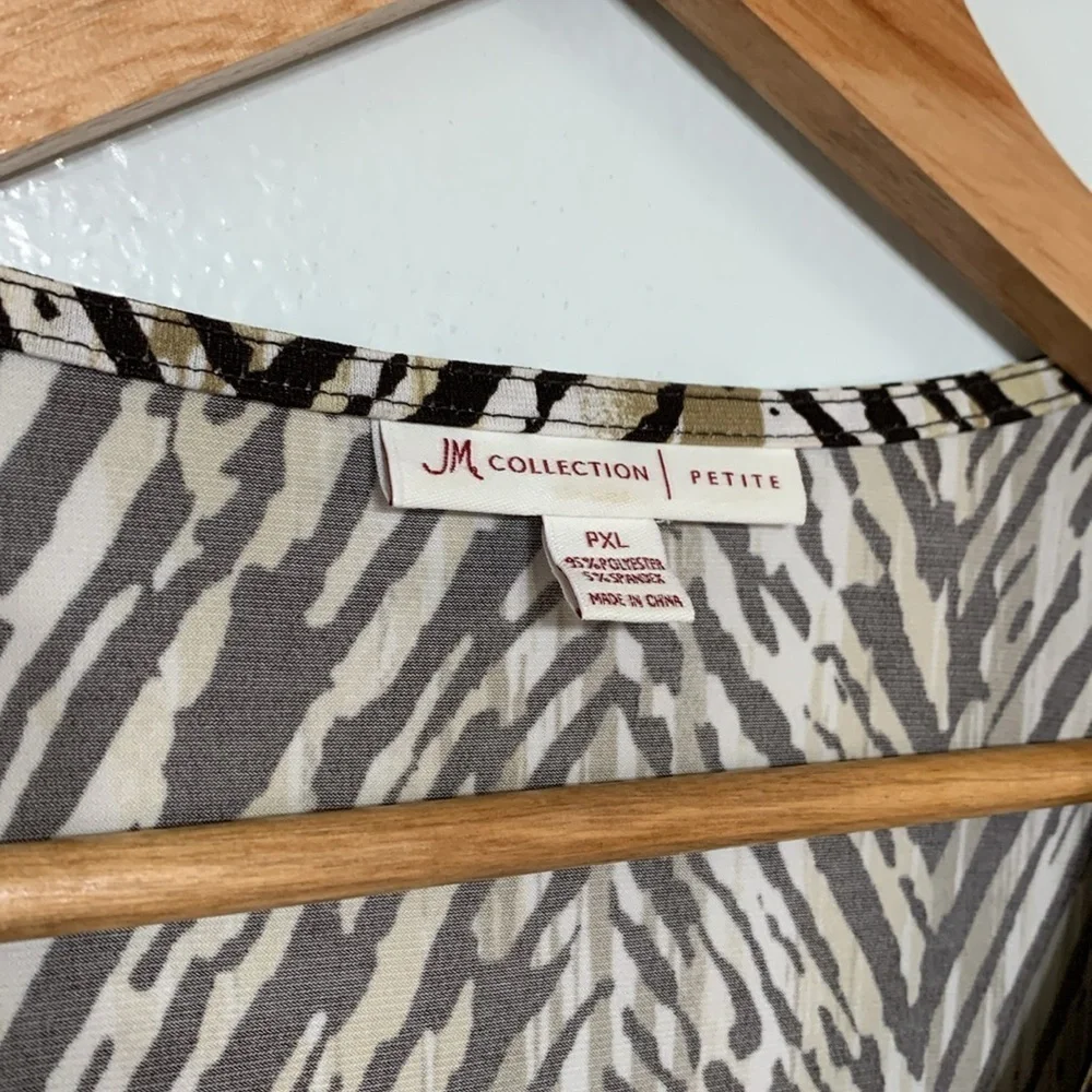 JM Collection Boho Zebra Print Beaded Dressy Blouse Top Size PXL